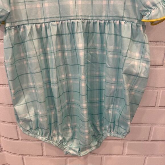 Boutique Marie Nicole Baby Girl 18 Month Blue Yellow Lemon Plaid One-Piece - Picture 7 of 9